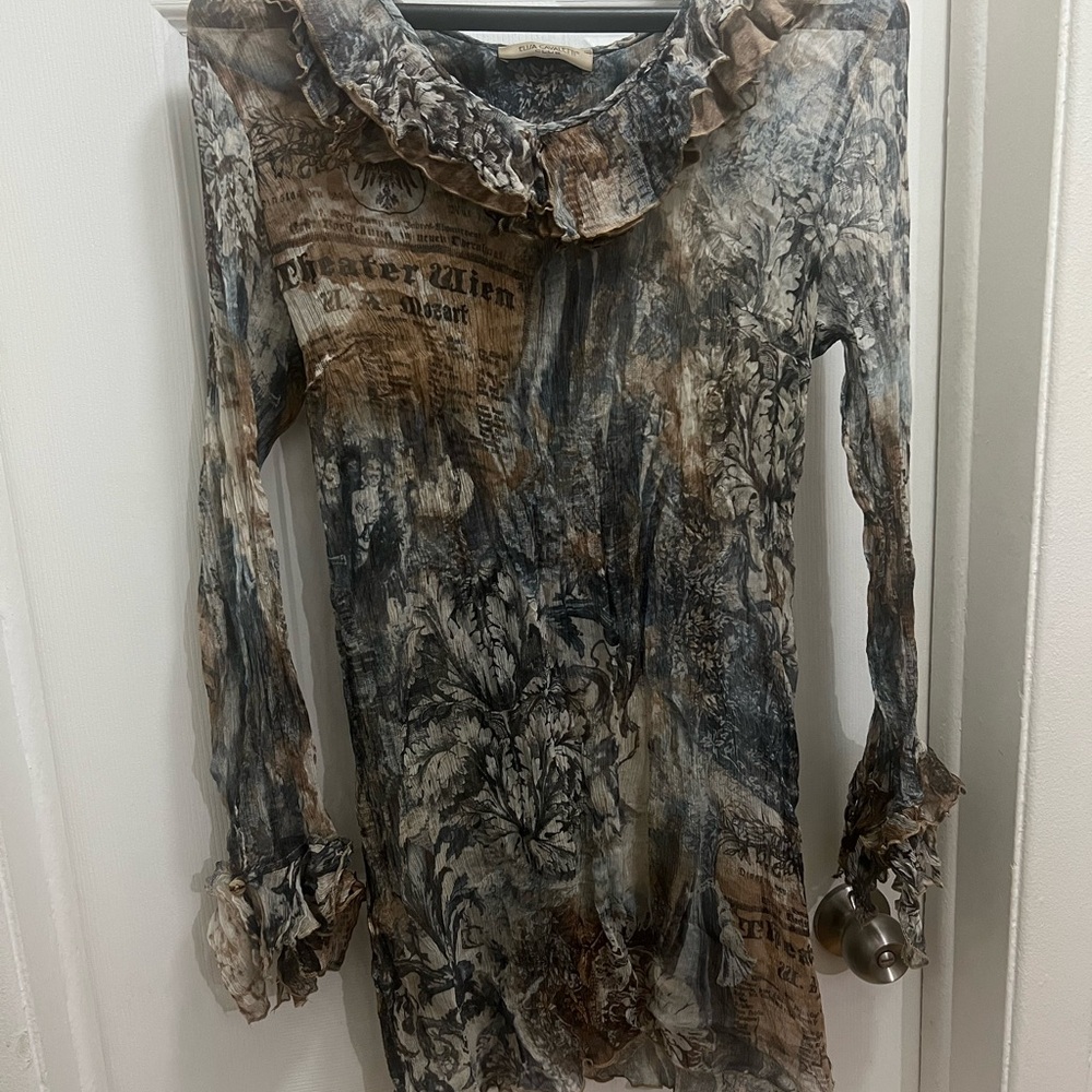 Elisa Cavaletti Multicolor Silk Floral  Shirt Midi Dress
